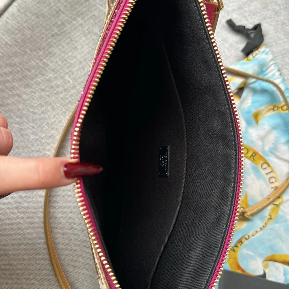 Dolce & Gabbana Glitter Pink CLEO Bag New w/Duster and Card